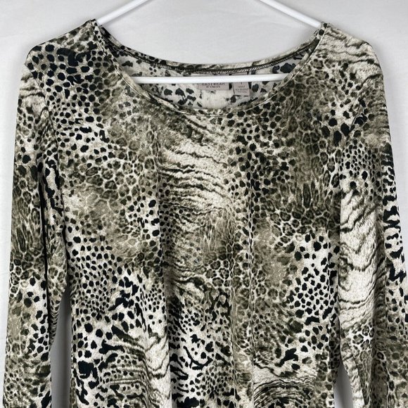EASYWEAR by Chico's Top Women's Size 1 Performance Stretch Animal‎ Print Cheetah - Picture 3 of 13